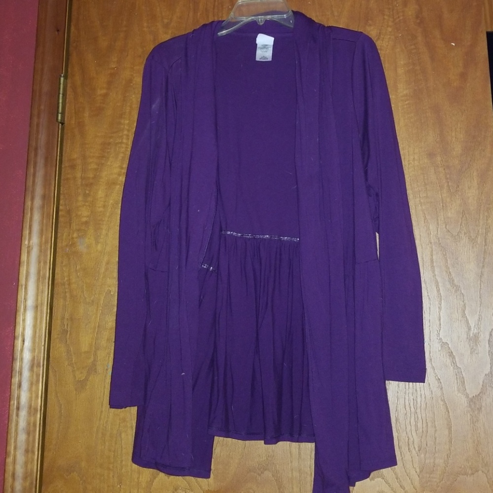Purple long sleeve cardigan